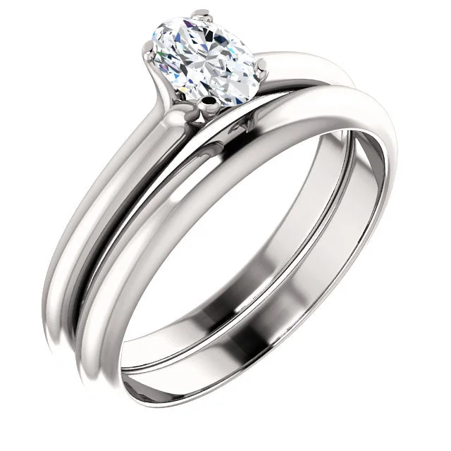 ladies engagement rings subtle elegance-Platinum Oval Solitaire Engagement Ring Matching Band 122005:567:PMB