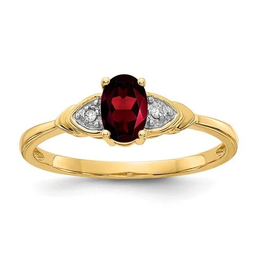 Ladies rings pineapple charm -14KT TWO-TONE 3 STONE DIAMOND AND GARNET RING