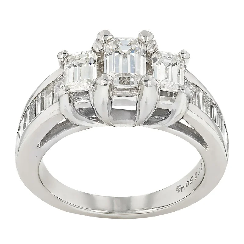 Ladies rings forever shine -Platinum 2.03CTW Diamond 3 Stone Ring