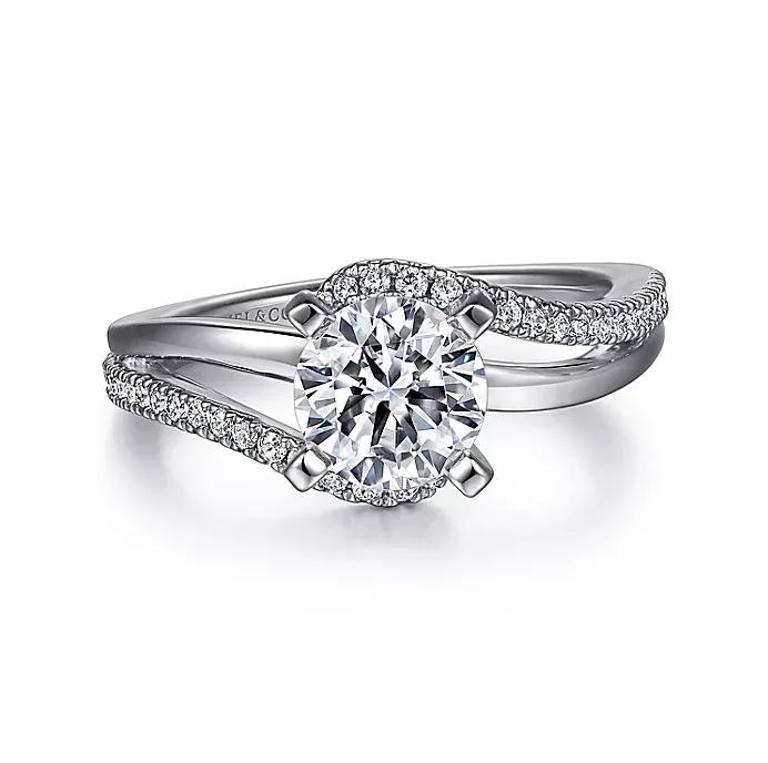 ladies engagement rings resize-Naomi - 14K White Gold Round Bypass Diamond Engagement Ring