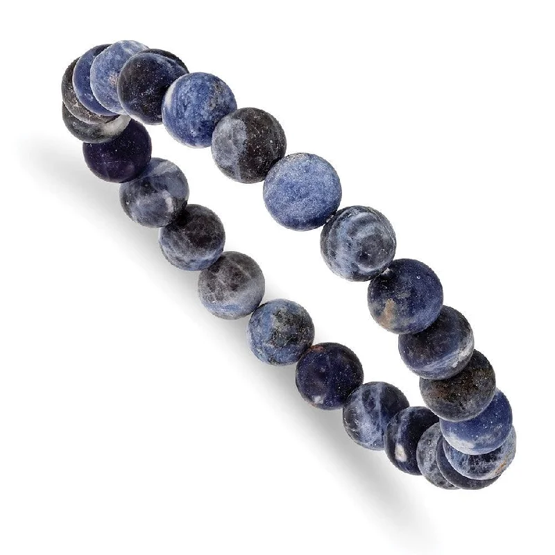 Ladies bracelets sib glow -Sodalite Agate Beaded Stretch Bracelet