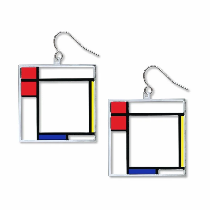 ladies earrings meditation-Mondrian Composition Earrings