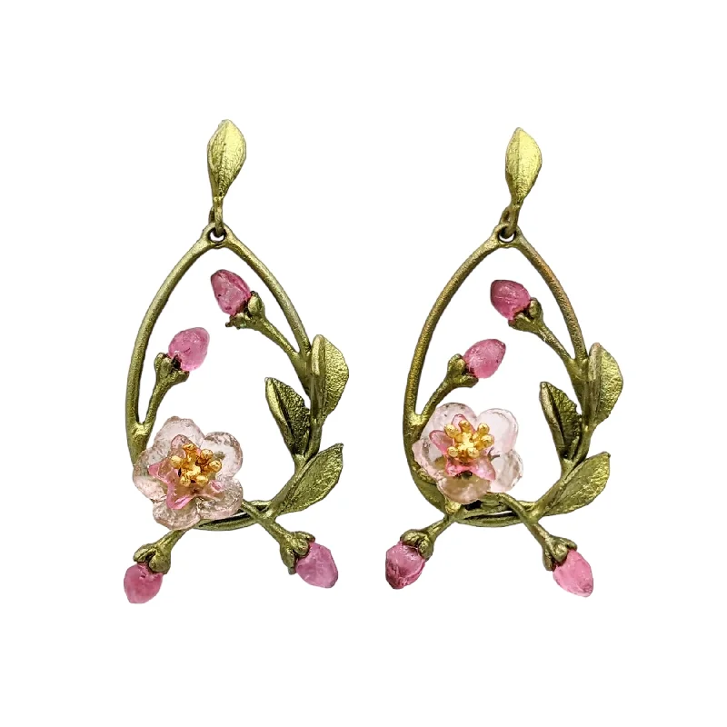 ladies earrings layered-Peach Blossom Loop Earrings