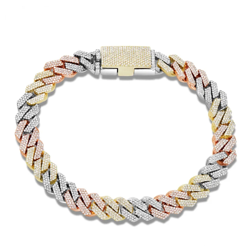 Ladies bracelets celtic glow -10K Gold Tri-Tone 1.76ct Diamond Cuban Bracelet