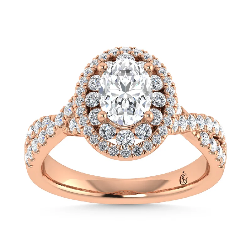 ladies engagement rings pearl-10K Rose Gold Labgrown Diamond  5/8 Ct.Tw. Engagement Ring