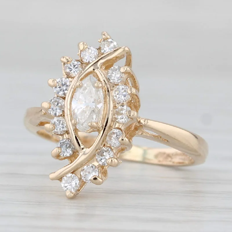 ladies engagement rings nature-0.41ctw Diamond Halo Engagement Ring 14k Yellow Gold Size 4