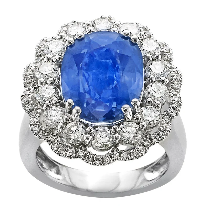 Ladies rings pre bridal -JULEVE 18KT GOLD 10.89 CT SAPPHIRE & 1.83 CTW DIAMOND RING