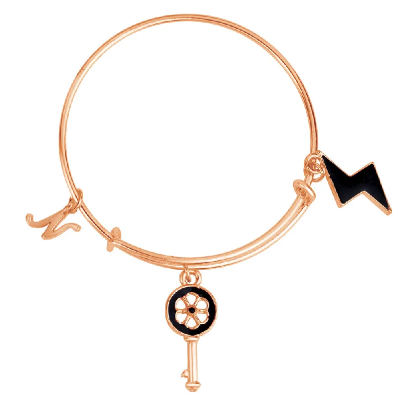 Ladies bracelets sky glow -Mahi N Letter & Key Shaped Rose Gold Plated Enamel Work Charms Kids Bracelets for Kids (BRK1100966Z)