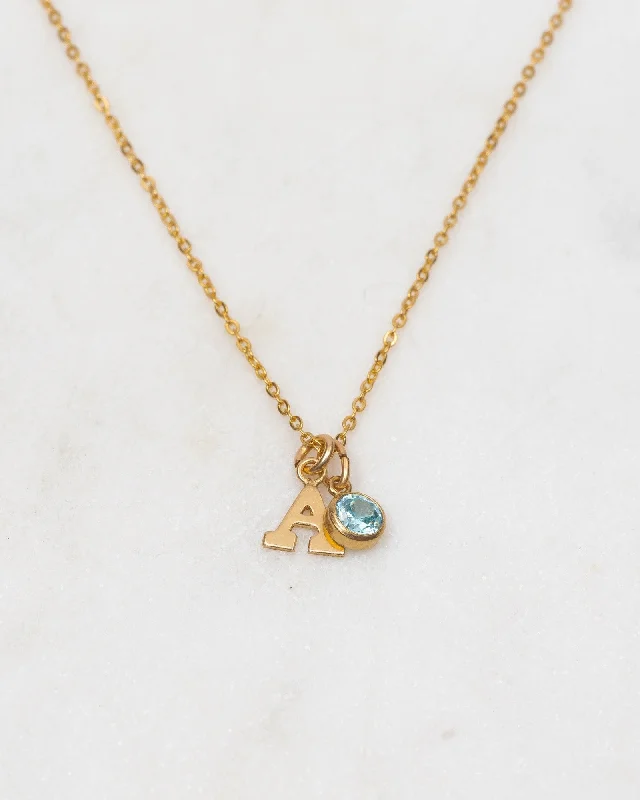 ladies necklaces holder-Initial A with Birthstone Necklace