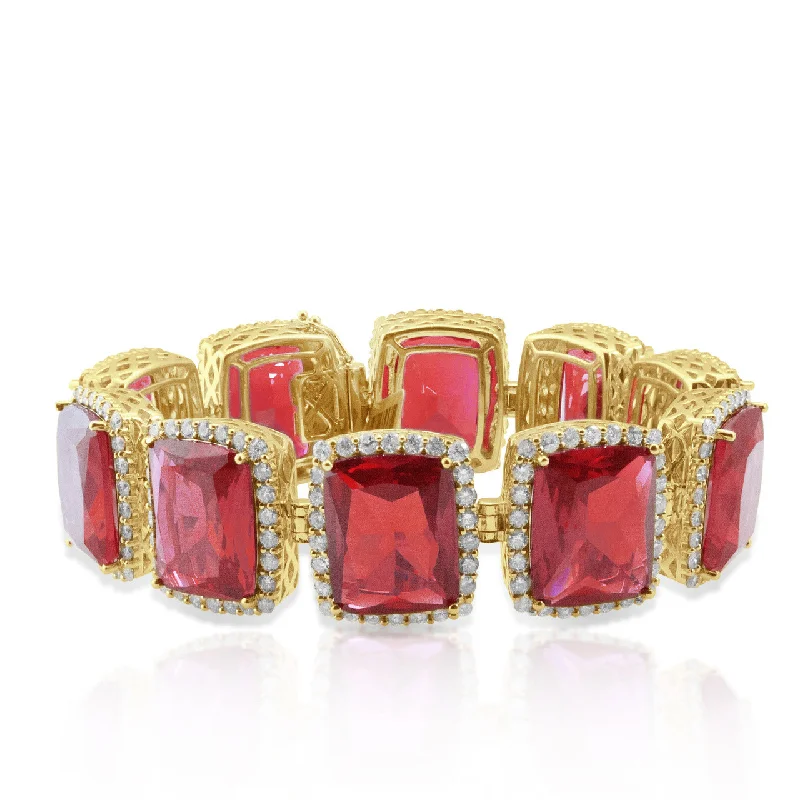 Ladies bracelets mindful sourcing -10k Yellow Gold 15.4ct Diamond Ruby Bracelet