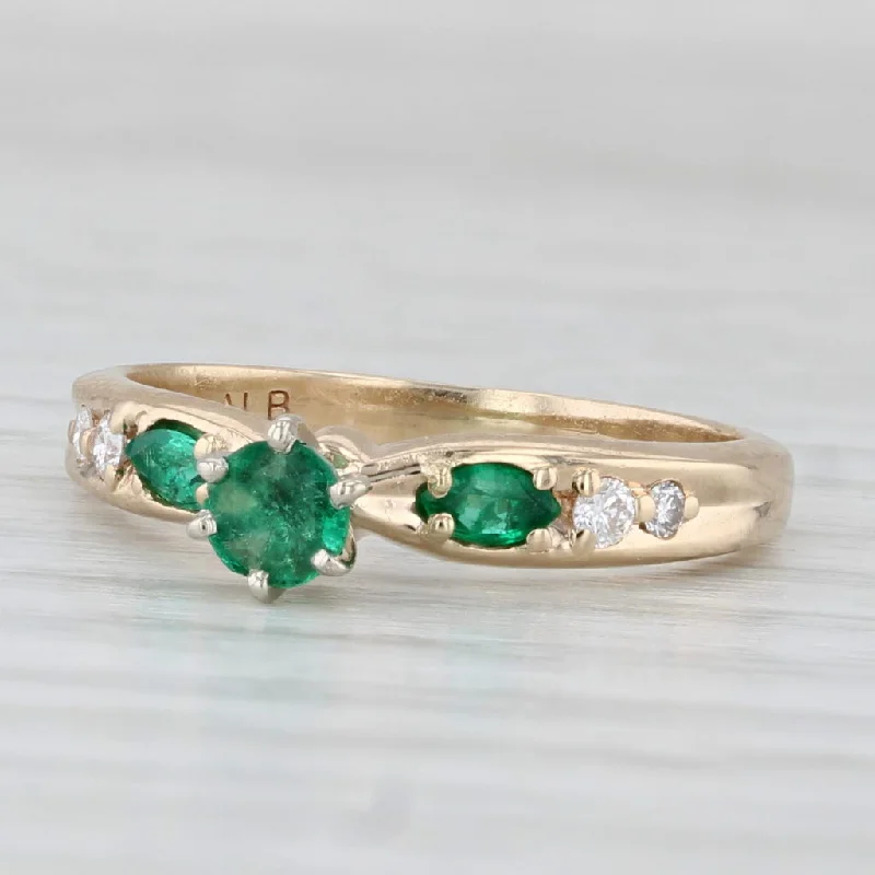 ladies engagement rings polishing-0.27ctw Emerald Diamond Ring 14k Yellow Gold Size 5 Engagement