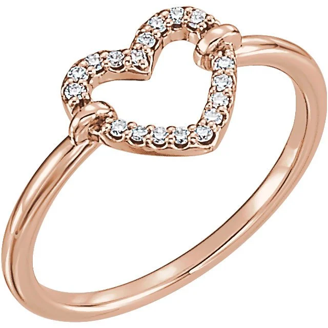 Ladies rings marquise gem -14KT GOLD .08 CTW ROUND DIAMOND HEART RING