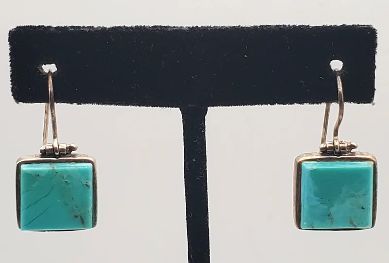 ladies earrings brands-Vintage Sterling Silver Faux Turquoise Earrings