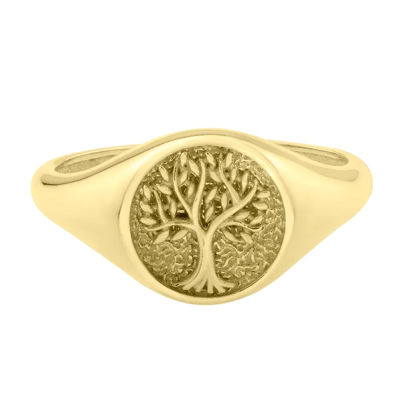 Ladies rings unicorn glow -14K Tree of Life Signet Ring