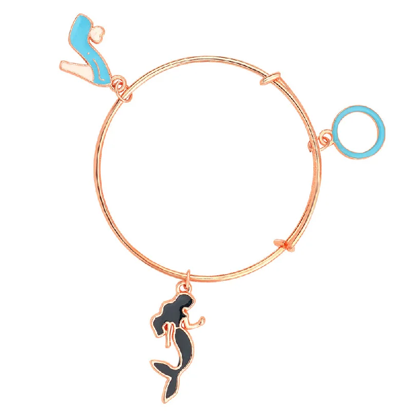 Ladies bracelets wing glow -Mahi Sandal & Mermaid Shaped Rose Gold Plated Enamel Work Charms Bracelet for Girls (BRK1100847Z)