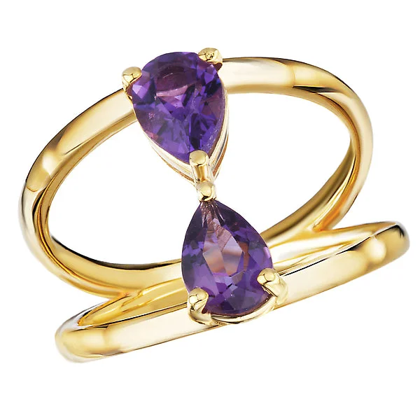 Ladies rings river shine -14kt Gold Amethyst Ring