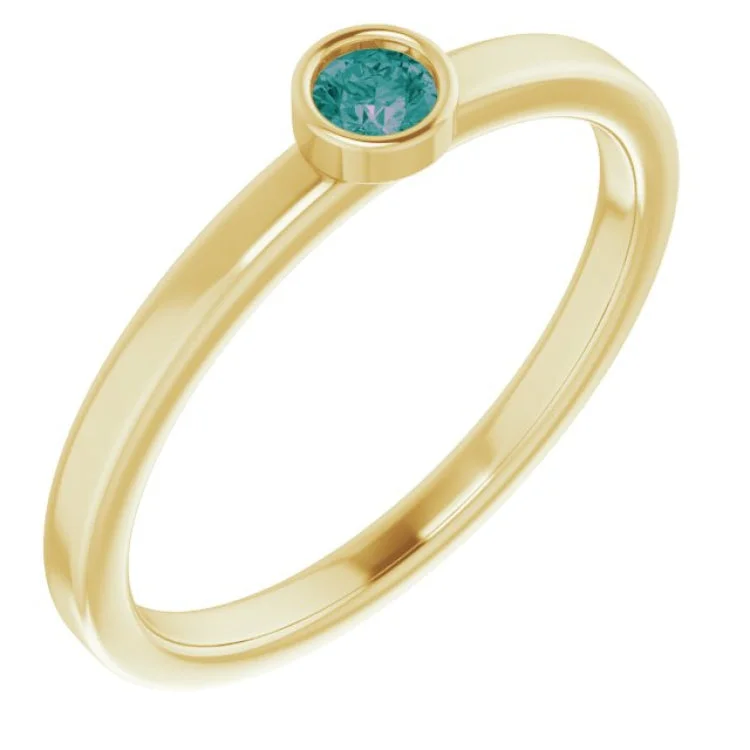 Ladies rings water charm -14K Yellow 3 mm Lab-Grown Alexandrite Ring