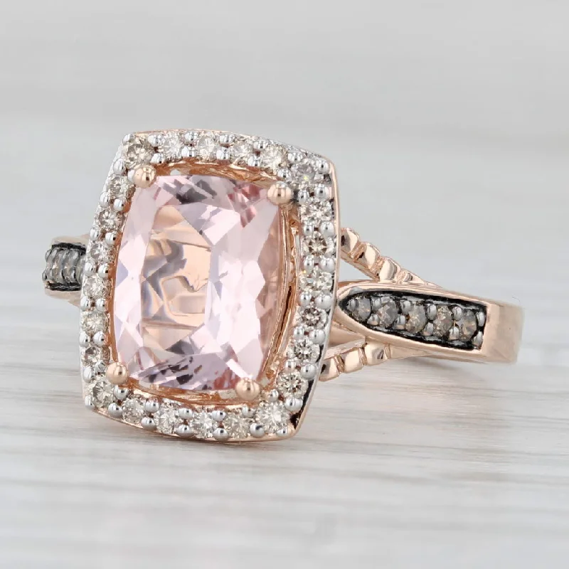 ladies engagement rings channel-Le Vian 2.05ctw Morganite Diamond Halo Ring 14k Rose Gold Size 7 Engagement