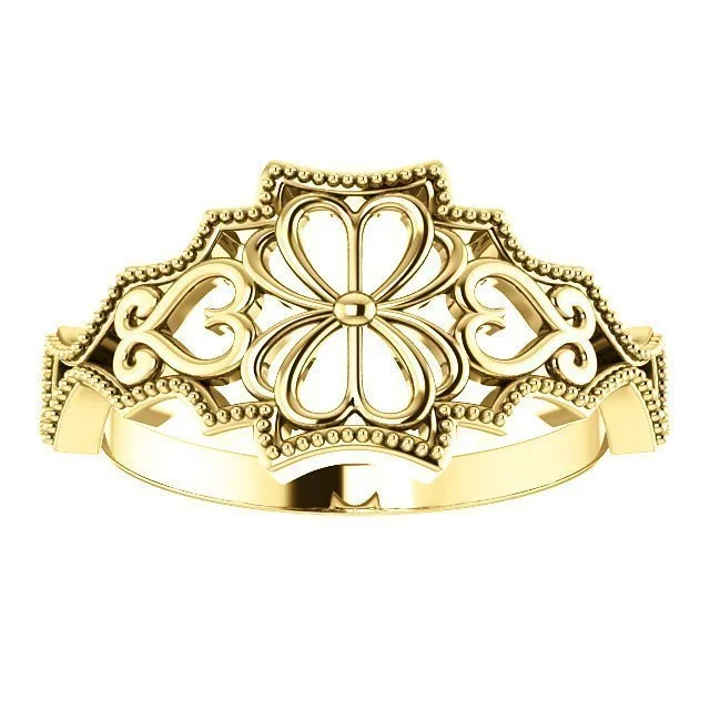 Ladies rings silver glow -14KT GOLD VINTAGE INSPIRED FILIGREE RING