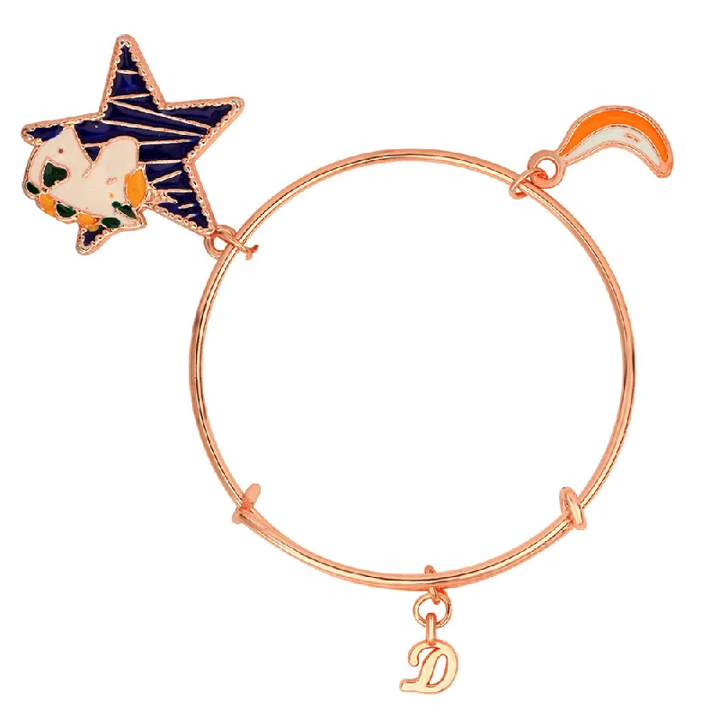 Ladies bracelets icy shine -Mahi D Letter Banana & Star Unicorn Shaped Charm Bracelet with Rose Gold Plated for Kids (BRK1100851Z)