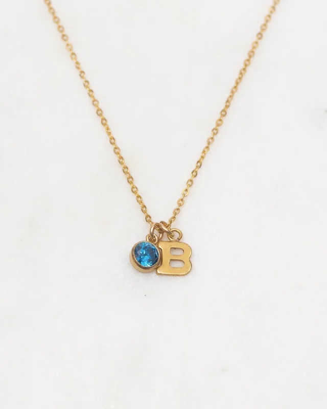 ladies necklaces subtle elegance-Initial B with Birthstone Necklace