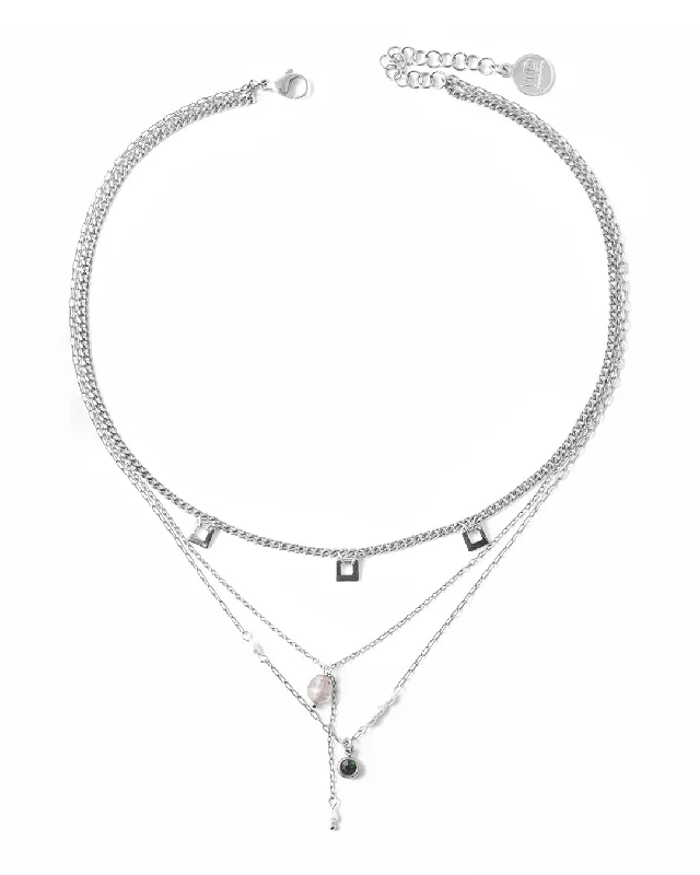 ladies necklaces durable design-Muzo Silver Necklace