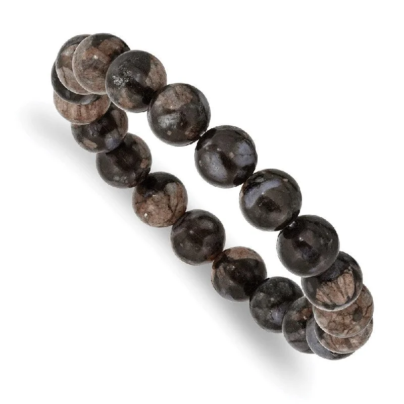 Ladies bracelets stark radiance -Black and Brown Agate Beaded Stretch Bracelet