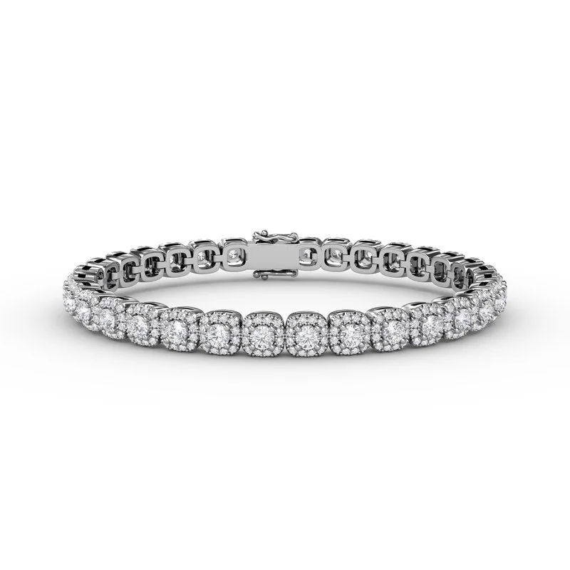 Ladies bracelets edge glow -Cushion Cut Diamond Bracelet B1490