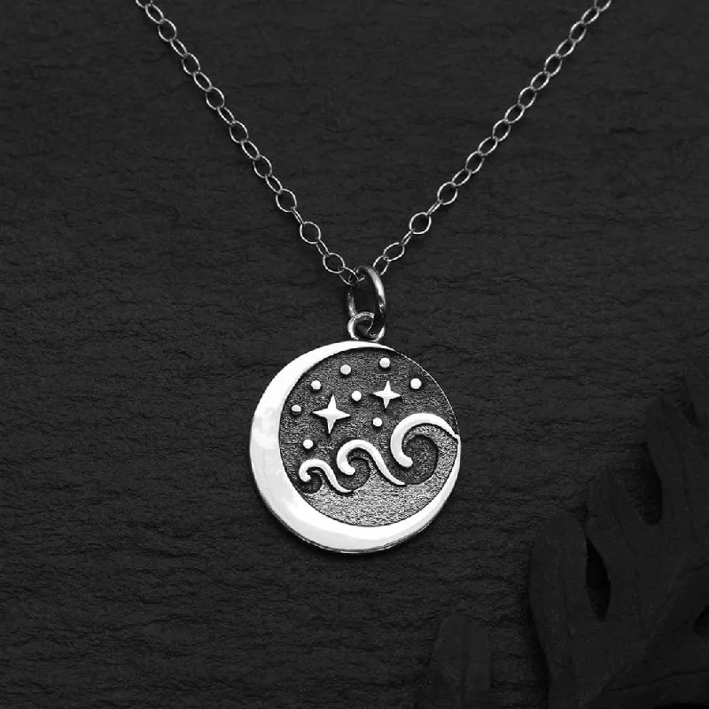 ladies necklaces cultural-Sterling Starry Night Wave Necklace