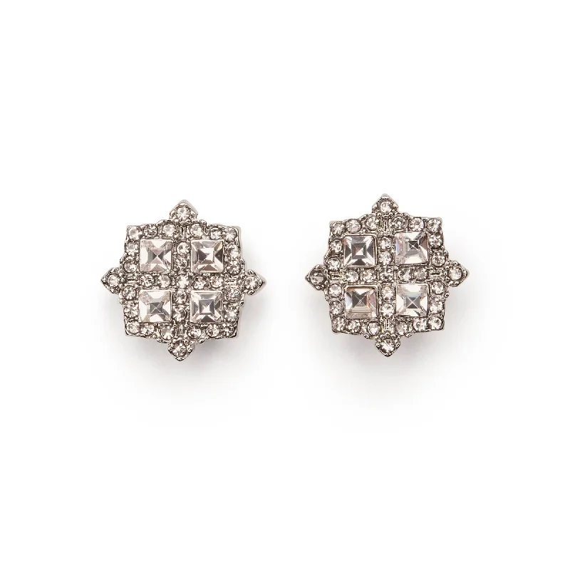 ladies earrings water resistant-Diamante Cluster Earring: Crystal Stud Earring