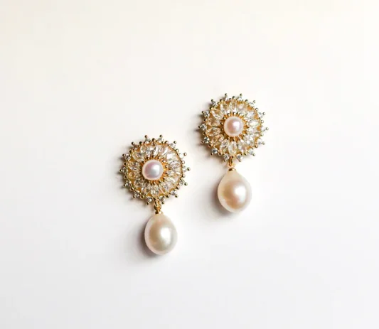 ladies earrings cross-Earrings - Embellished Pearl + Dainty Pearl