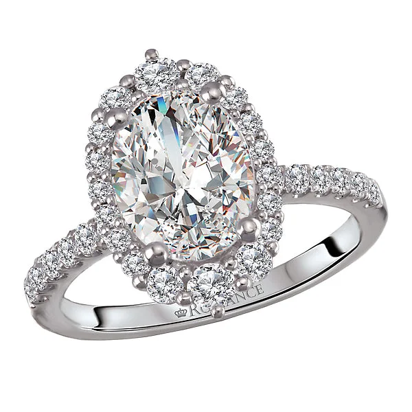 Ladies rings rapid delivery -Halo Semi-Mount Diamond Ring