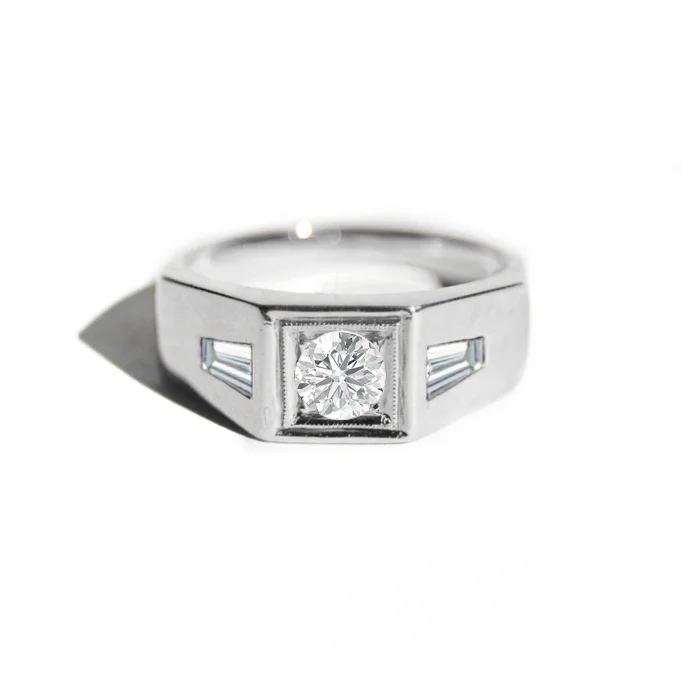 ladies engagement rings healing-Deco Diamond Men's Engagement Ring