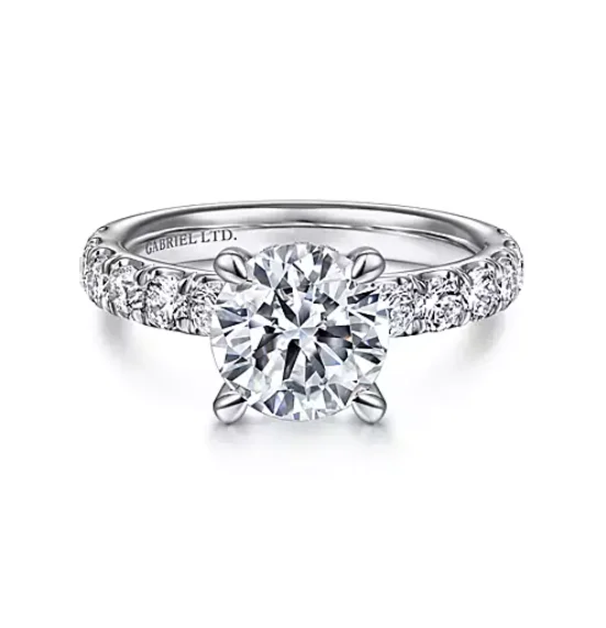 ladies engagement rings healing-Broderick - 18K White Gold Round Diamond Engagement Ring