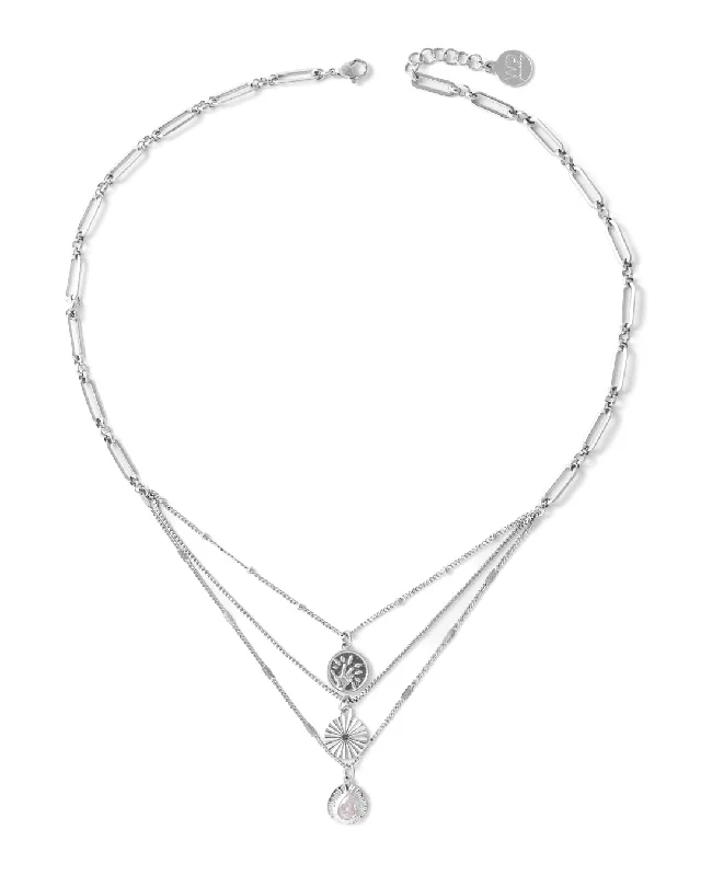 ladies necklaces natural-Groove Silver Necklace