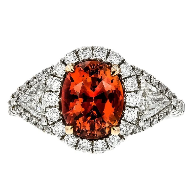 Ladies rings split shine -JULEVE 2.49 CT REDDISH ORANGE SAPPHIRE & .91 CTW DIAMOND RING