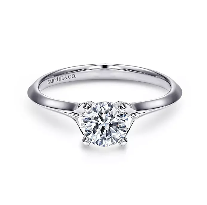 ladies engagement rings modern classic-Ellis - 14K White Gold Round Diamond Engagement Ring