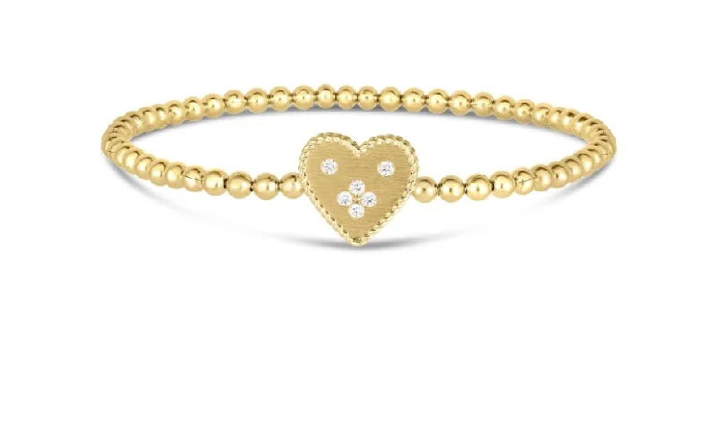 Ladies bracelets tile glow -Venetian Princess 0.08Ct Diamond Heart Bracelet in 18K Yellow Gold