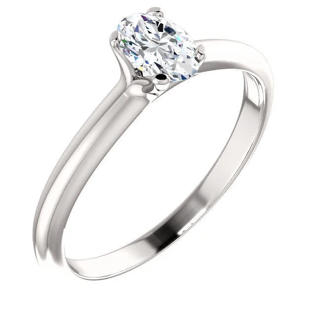 ladies engagement rings summer-Platinum Oval Solitaire Engagement Ring 122005:567:P