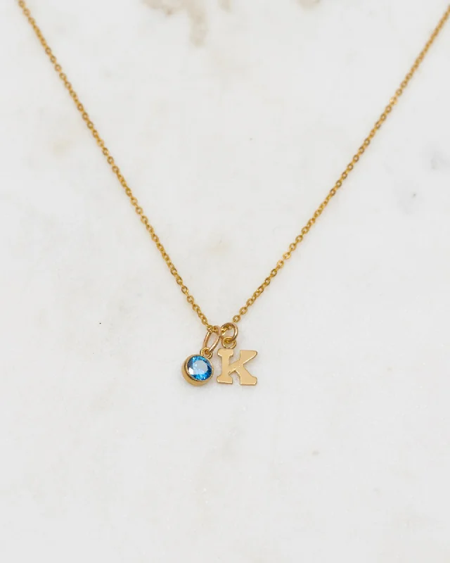 ladies necklaces anniversary-Initial K with Birthstone Necklace