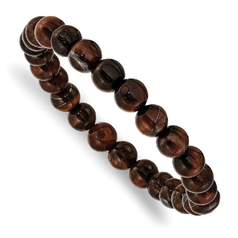 Ladies bracelets near radiance -Red Tiger's Eye Agate Beaded Stretch Bracelet