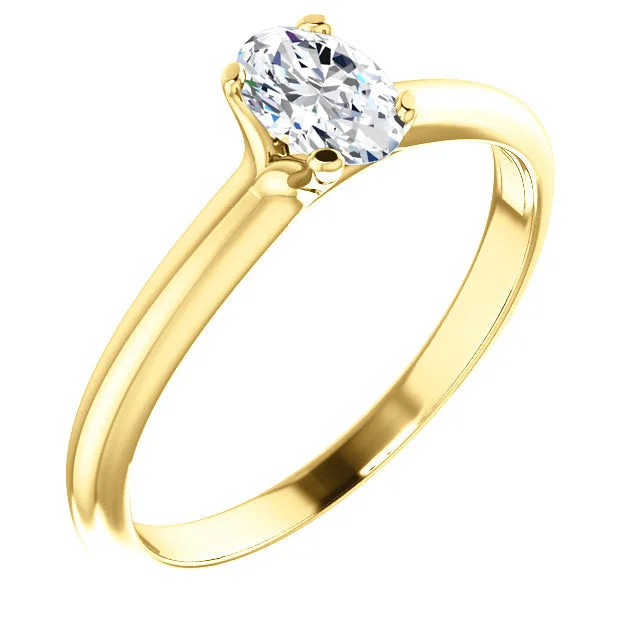 ladies engagement rings presentation-18K Yellow Oval Solitaire Engagement Ring 122005:562:P