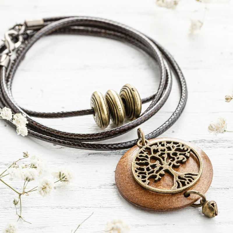 ladies necklaces gift box-Wooden Tree of Life Necklace