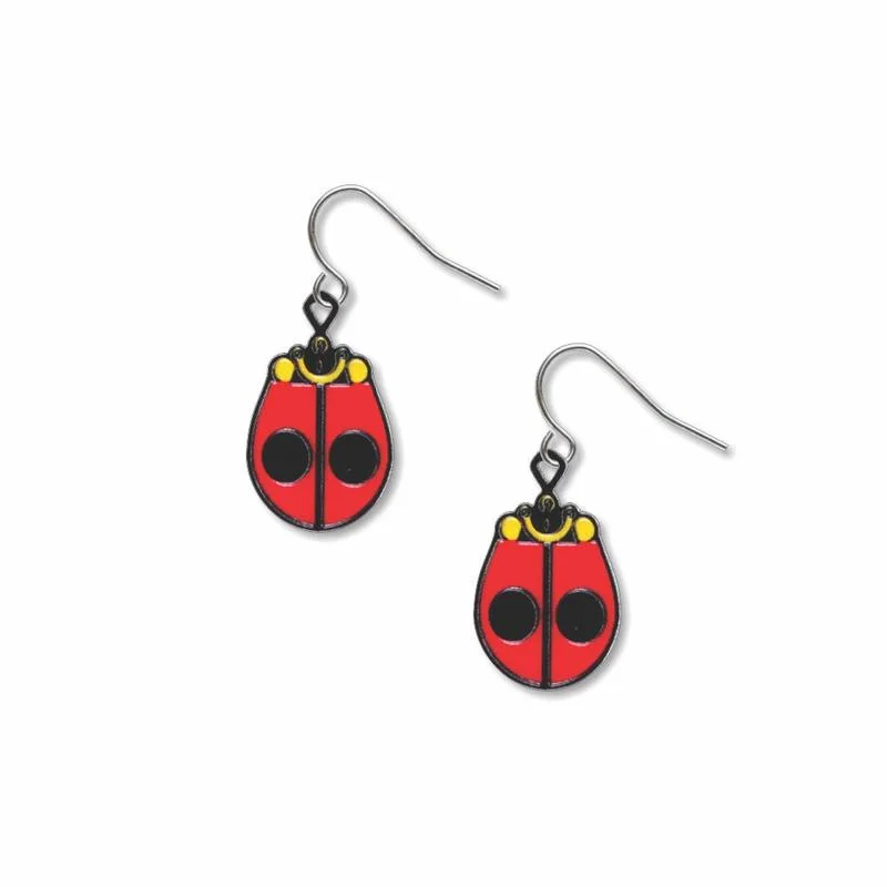 ladies earrings heavy-Charley Harper Ladybug Earrings