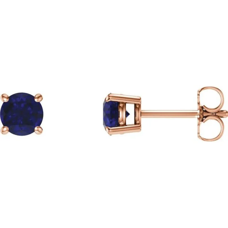 ladies earrings subtle elegance-14K Rose 5 mm Lab-Grown Blue Sapphire Stud Earrings