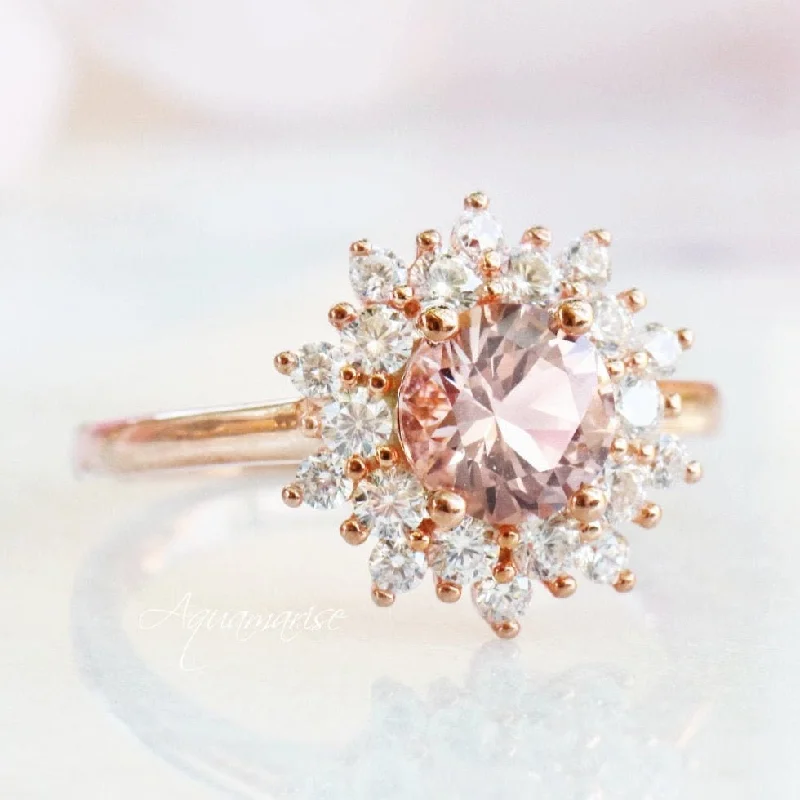 ladies engagement rings designs-Avery Natural Morganite Engagement Ring- 14K Solid Rose Gold