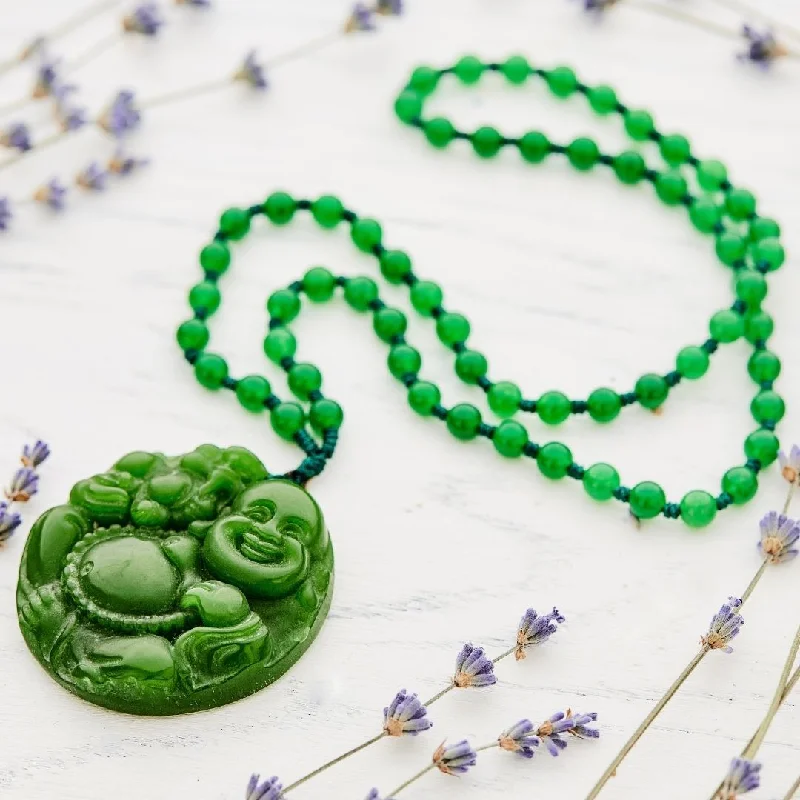 ladies necklaces top-Jade Crystal Buddha Necklace