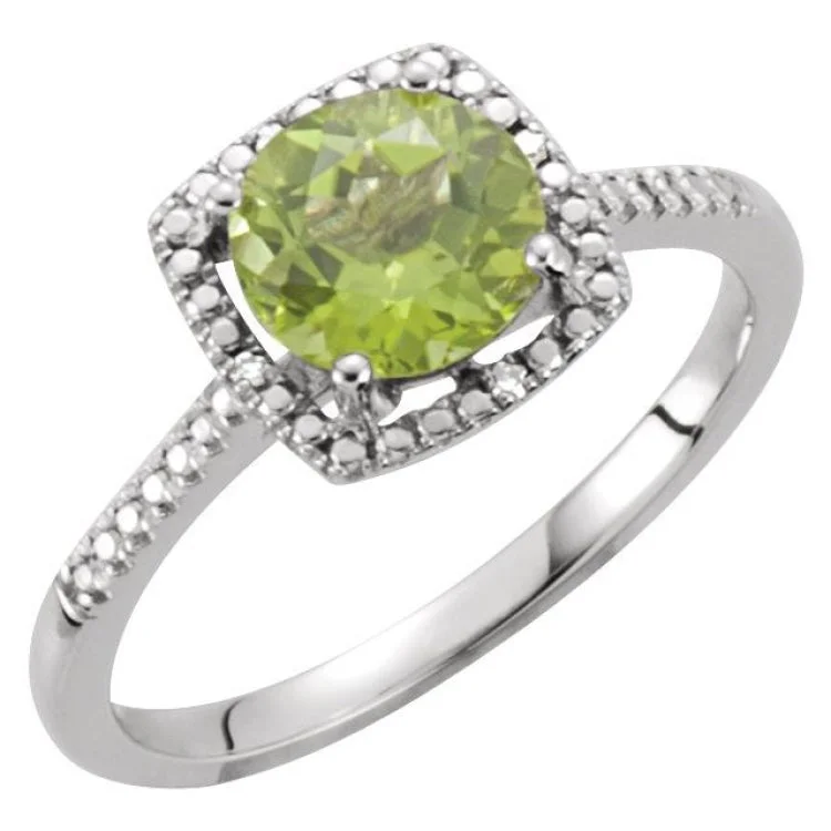 Ladies rings regal glow -Sterling Silver Natural Peridot & .01 CTW Natural Diamond Ring