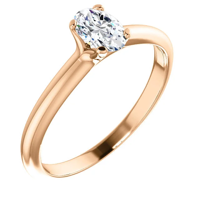 ladies engagement rings peace-18K Rose Oval Solitaire Engagement Ring 122005:910:P