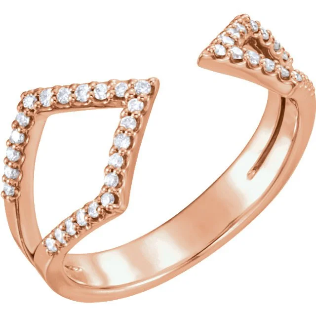 Ladies rings butterfly shine -14KT ROSE GOLD 1/5CT DIAMOND GEOMETRIC RING